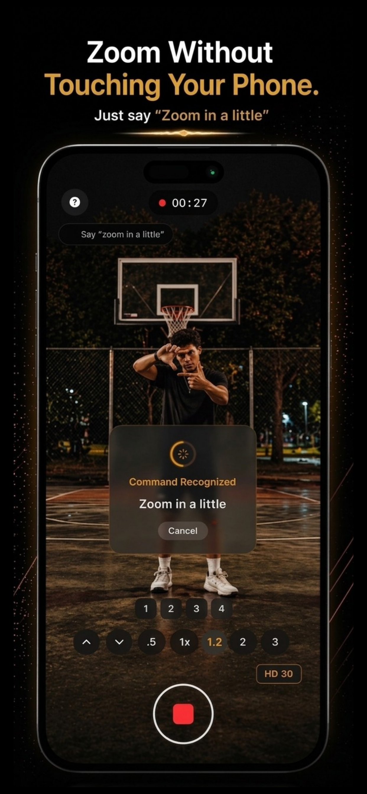 Wave Camera — Zoom in a little command on basketball court