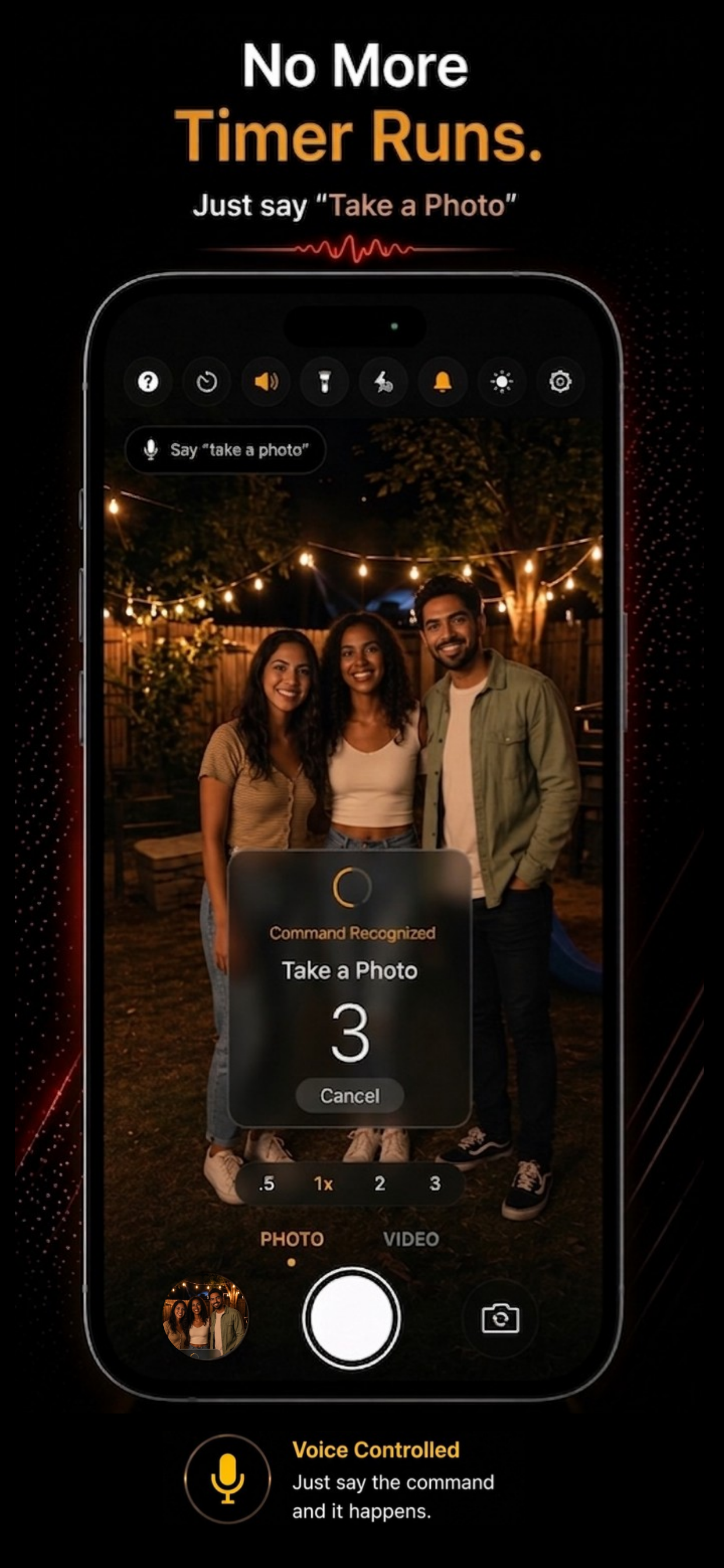 Wave Camera — Take a Photo command for group photo